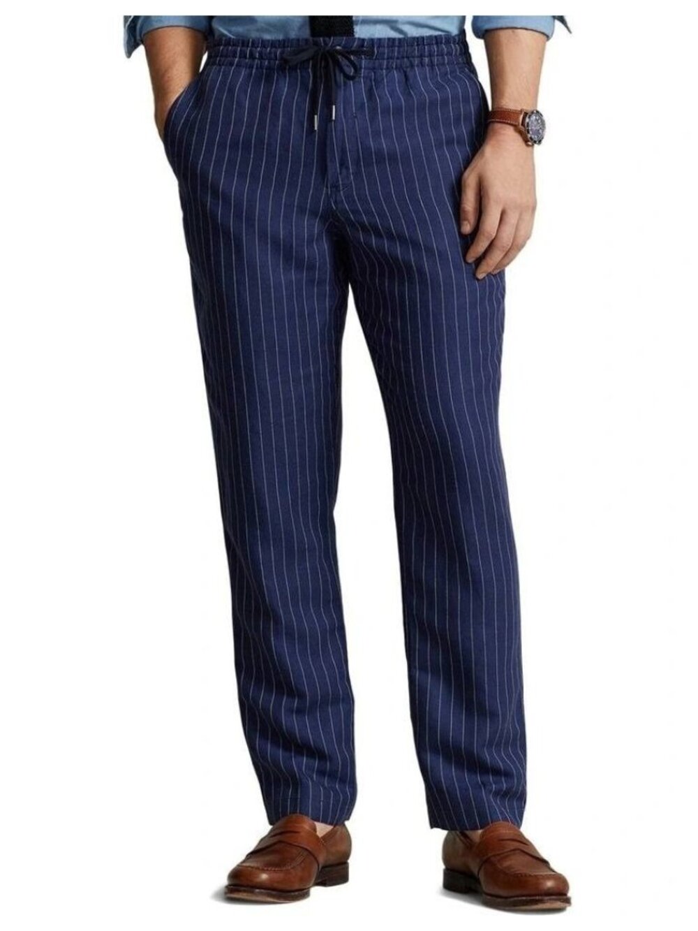 NWT Polo Ralph Lauren Pinstripe Linen Blend Tailored Classic Fit Pants Size L